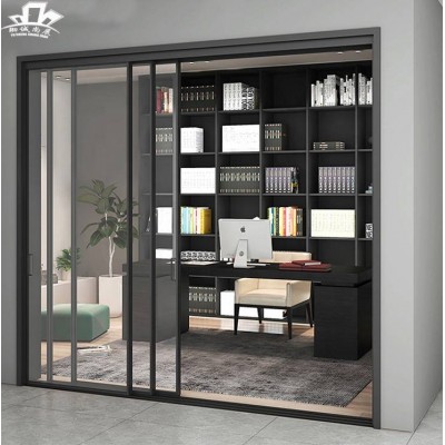 Aluminum Frame Interior Triple Three Rail Linkage Glass Partition Wall Sliding Door For Balcony